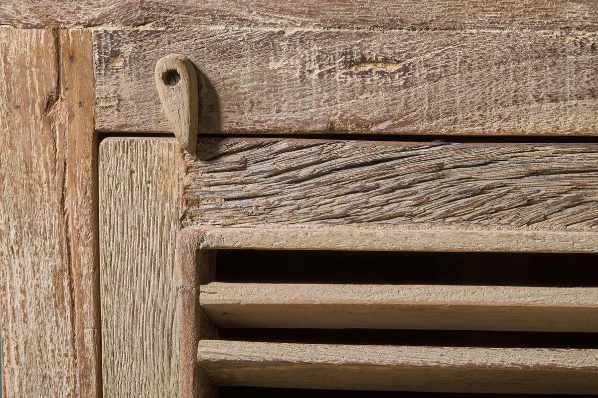 Nkuku - Ibo Reclaimed Wooden Slatted Cabinet – Natural - Small