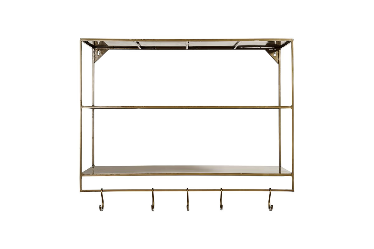 Nkuku - Meghana Iron Shelf With Hooks - Wide