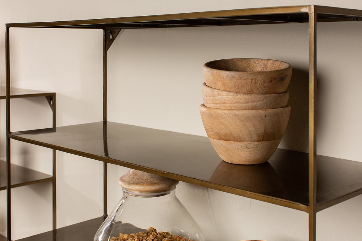 Nkuku - Meghana Iron Shelf With Hooks - Wide