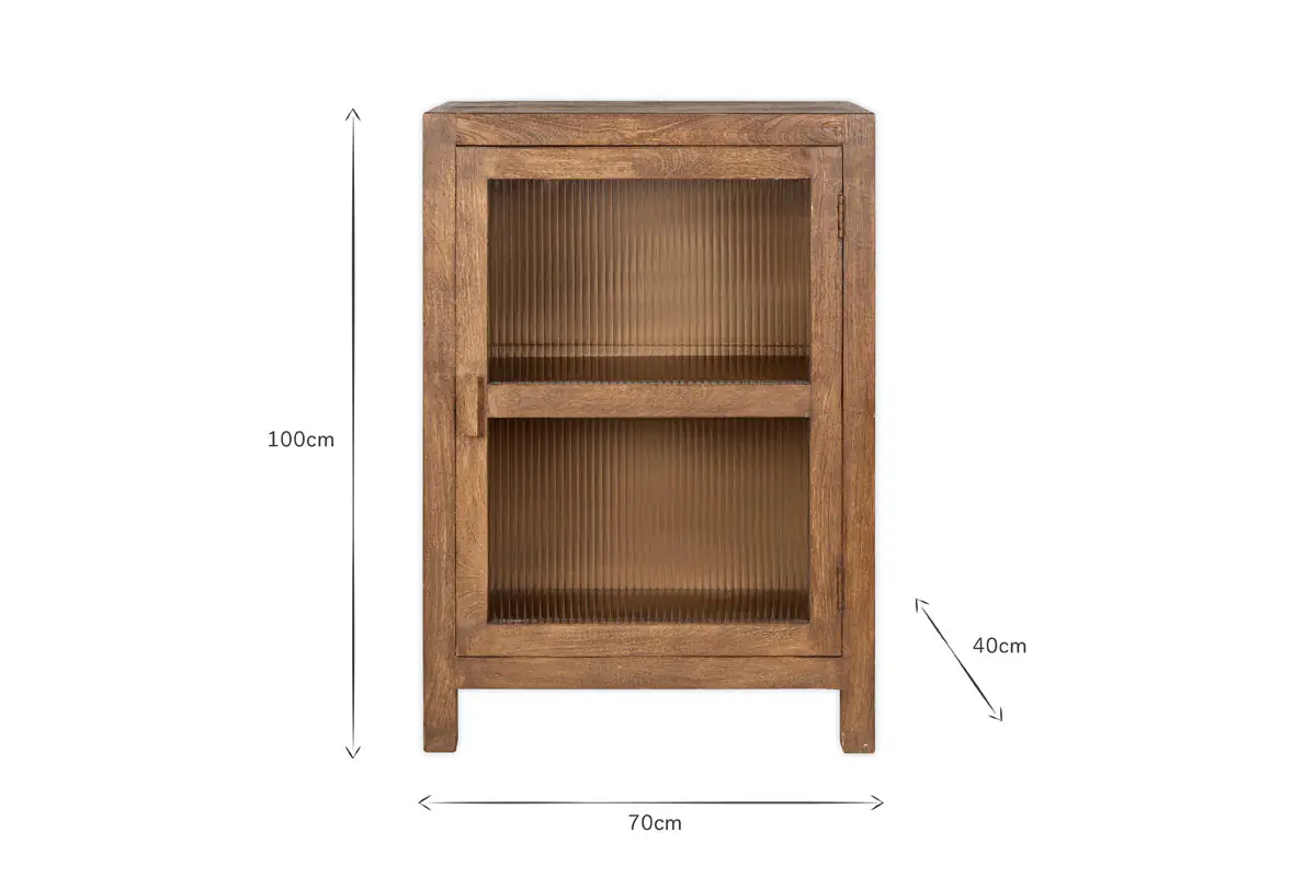 Nkuku - Mendani Mango Wood & Fluted Glass Glass Low Cabinet - Walnut Stain