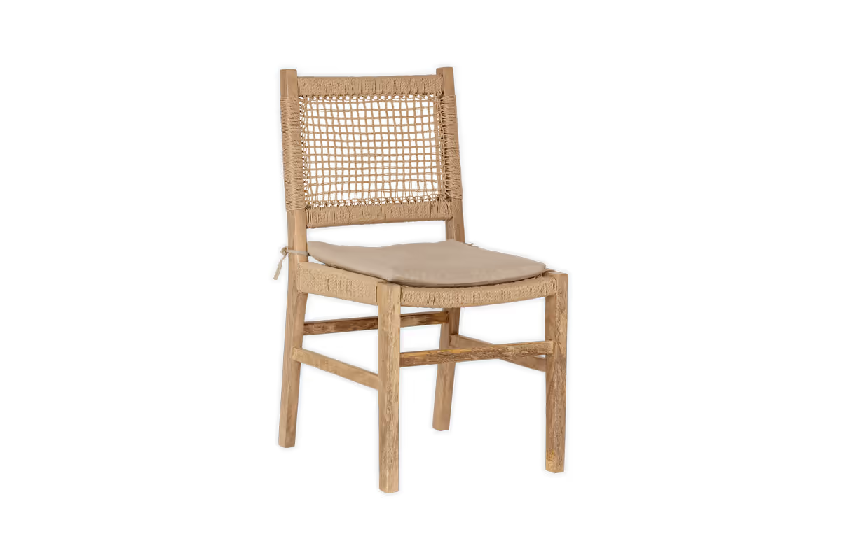 Nkuku - Aamani Mango Wood & Cord Dining Chair - Natural