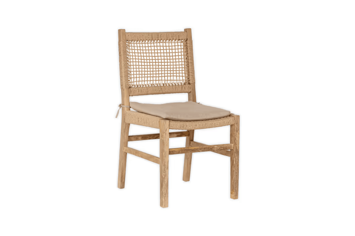 Nkuku - Aamani Mango Wood & Cord Dining Chair - Natural