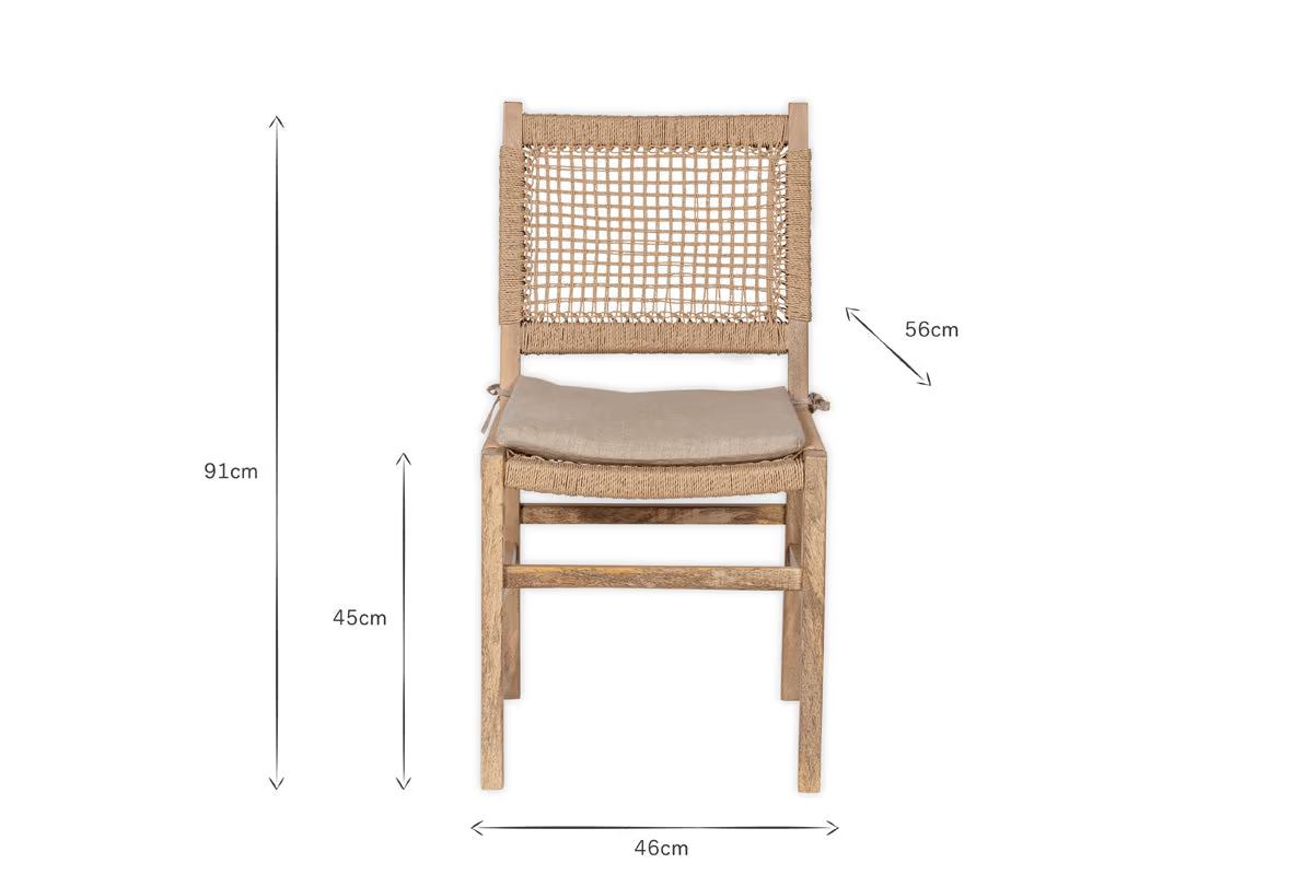 Nkuku - Aamani Mango Wood & Cord Dining Chair - Natural