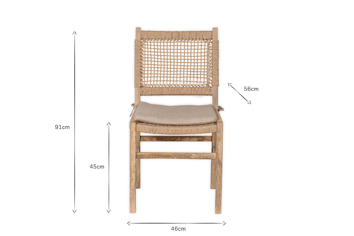 Nkuku - Aamani Mango Wood & Cord Dining Chair - Natural