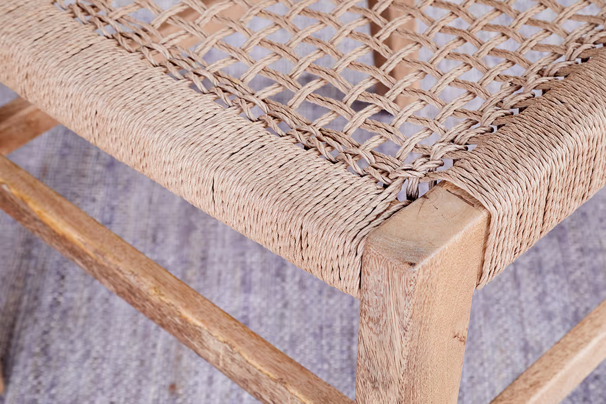 Nkuku - Aamani Mango Wood & Cord Dining Chair - Natural