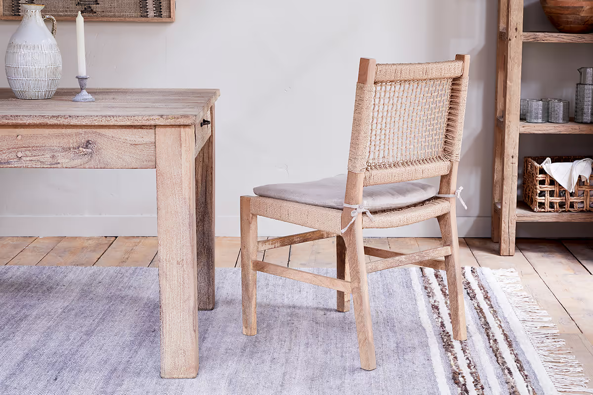 Nkuku - Aamani Mango Wood & Cord Dining Chair - Natural