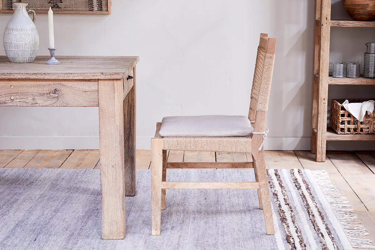 Nkuku - Aamani Mango Wood & Cord Dining Chair - Natural