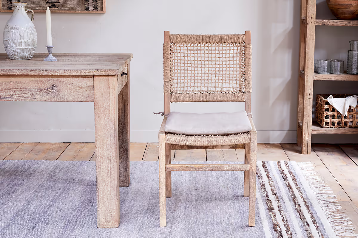 Nkuku - Aamani Mango Wood & Cord Dining Chair - Natural