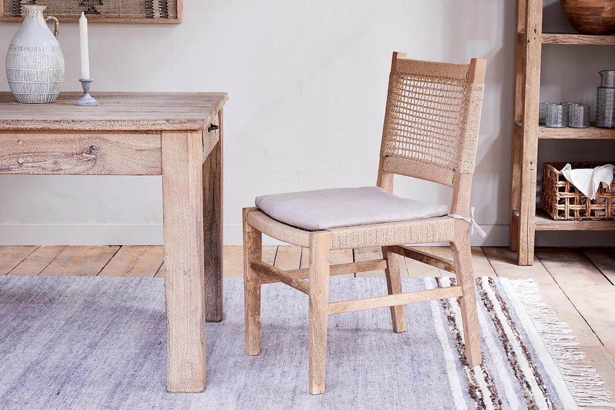 Nkuku - Aamani Mango Wood & Cord Dining Chair - Natural