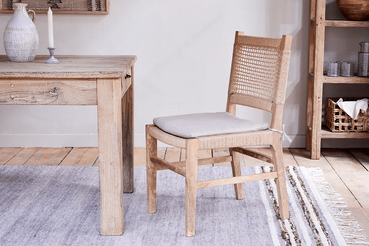 Nkuku - Aamani Mango Wood & Cord Dining Chair - Natural