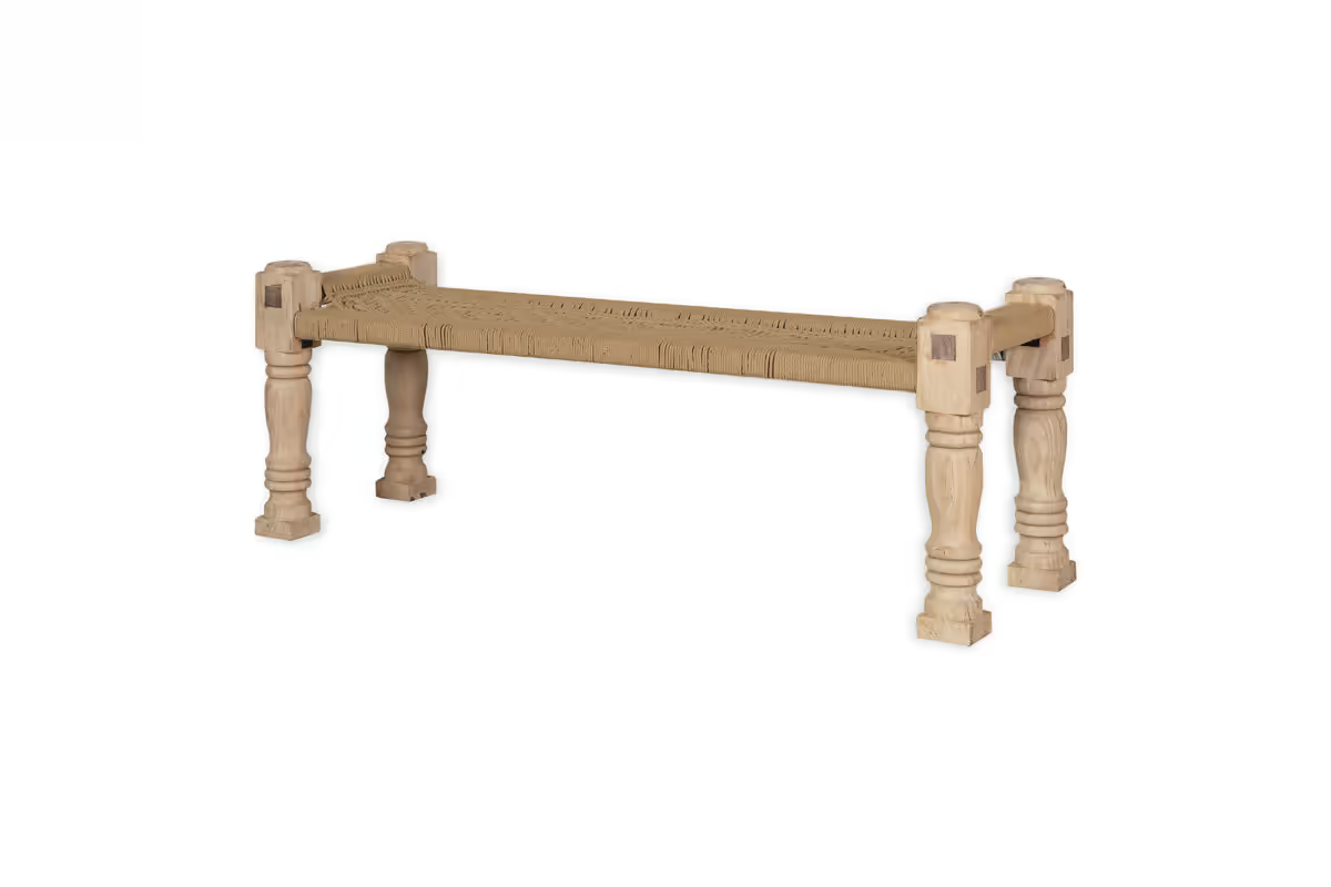 Nkuku - Kutumba Woven Indian Bench - Natural