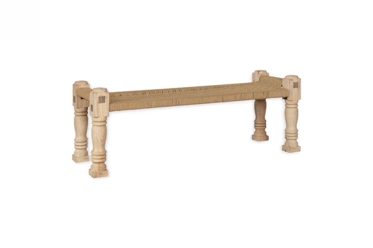 Nkuku - Kutumba Woven Indian Bench - Natural