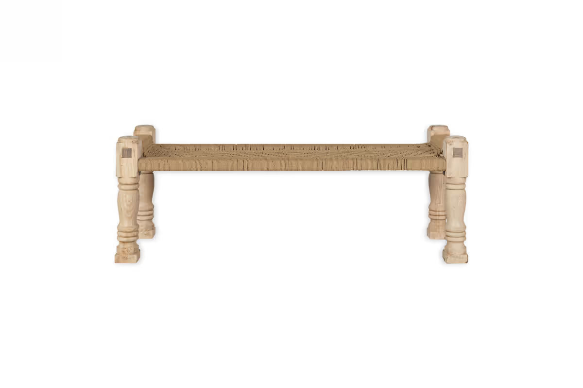 Nkuku - Kutumba Woven Indian Bench - Natural