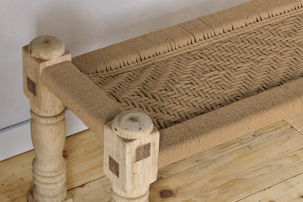Nkuku - Kutumba Woven Indian Bench - Natural