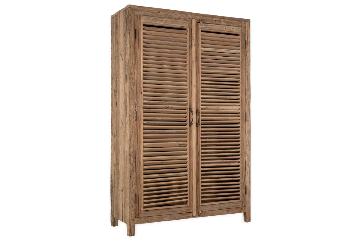 Nkuku - Ibo Reclaimed Wooden Slatted Cabinet – Natural - Large