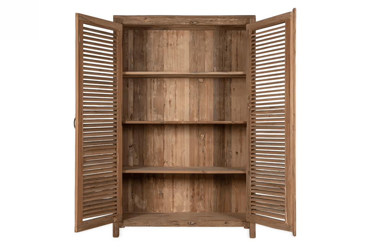 Nkuku - Ibo Reclaimed Wooden Slatted Cabinet – Natural - Large
