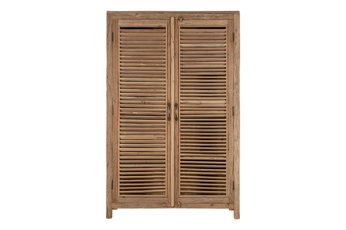 Nkuku - Ibo Reclaimed Wooden Slatted Cabinet – Natural - Large
