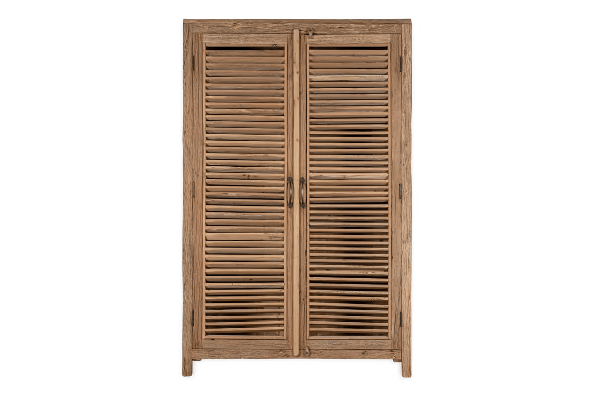 Nkuku - Ibo Reclaimed Wooden Slatted Cabinet – Natural - Large