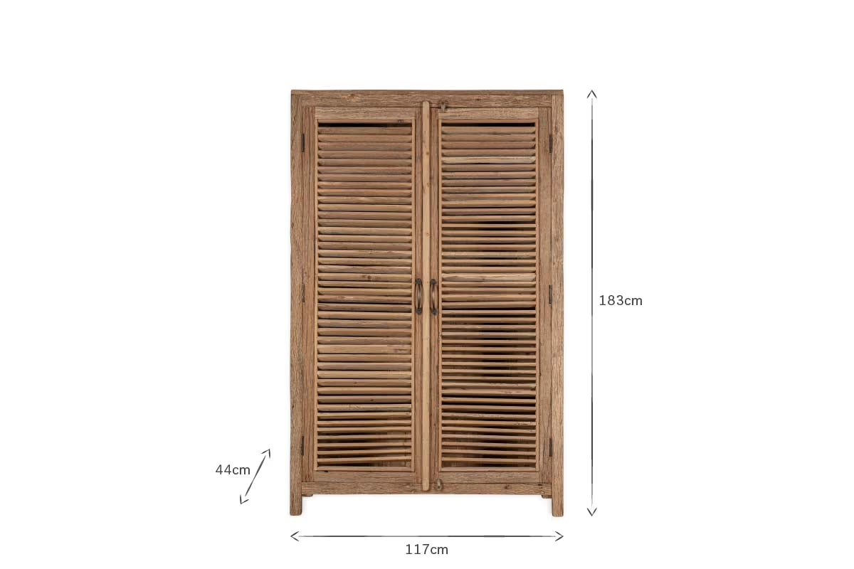 Nkuku - Ibo Reclaimed Wooden Slatted Cabinet – Natural - Large