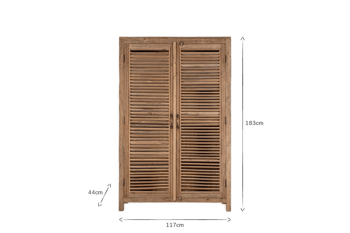 Nkuku - Ibo Reclaimed Wooden Slatted Cabinet – Natural - Large
