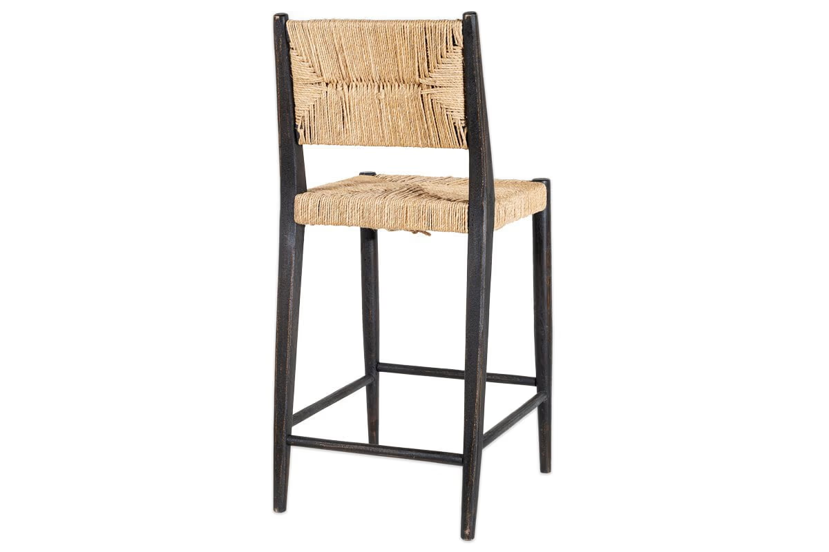 Nkuku - Lohanda Acacia & Munja Grass Counter Chair - Charcoal
