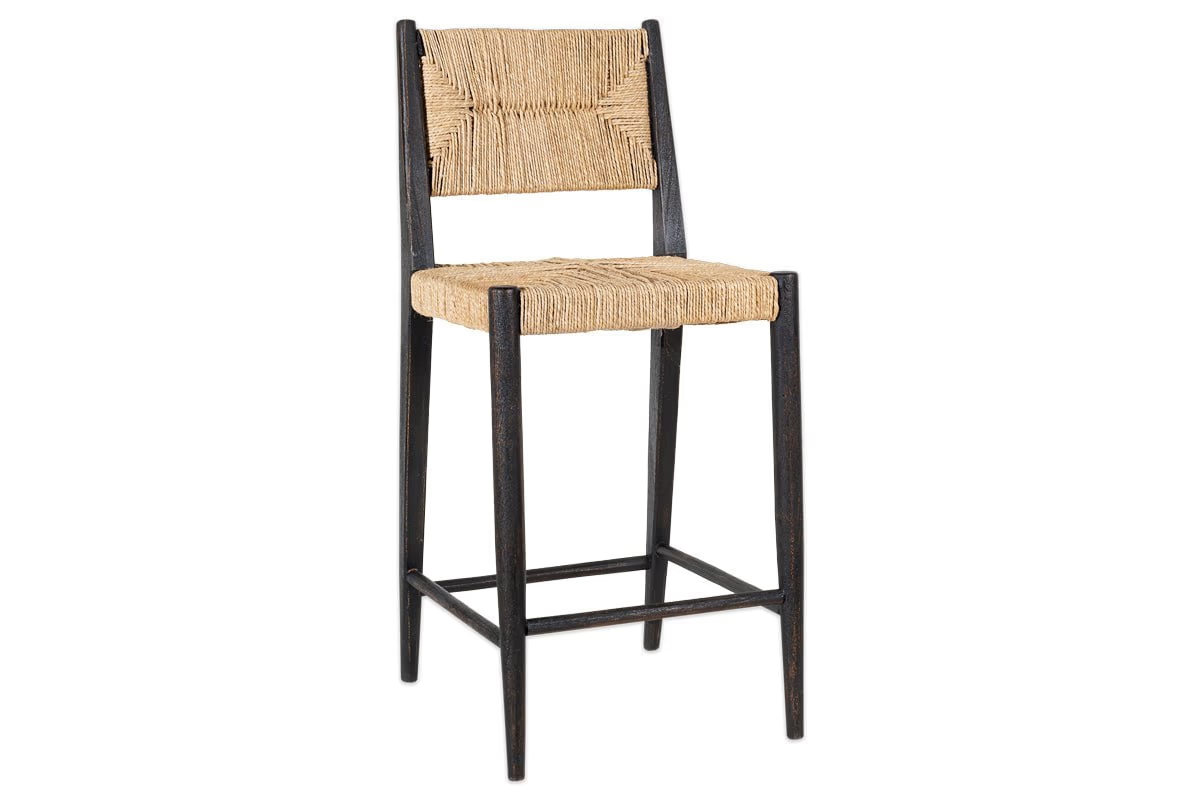 Nkuku - Lohanda Acacia & Munja Grass Counter Chair - Charcoal