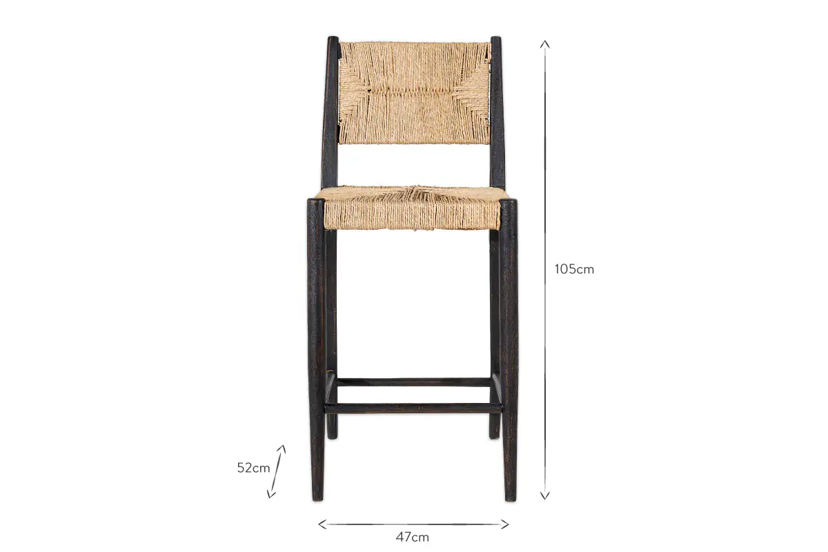 Nkuku - Lohanda Acacia & Munja Grass Counter Chair - Charcoal