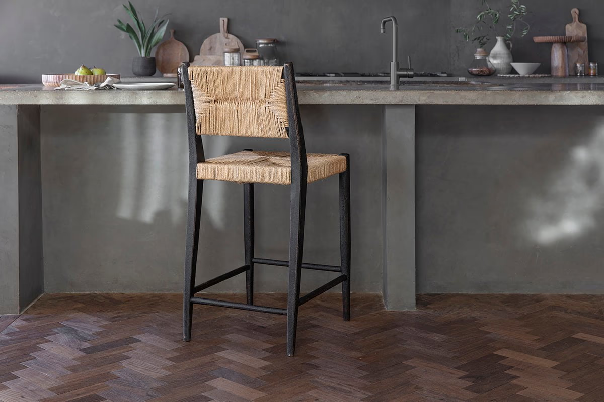 Nkuku - Lohanda Acacia & Munja Grass Counter Chair - Charcoal