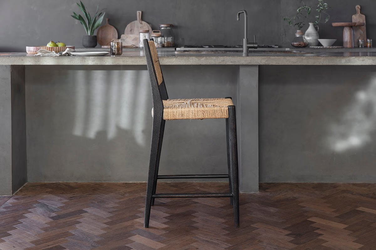 Nkuku - Lohanda Acacia & Munja Grass Counter Chair - Charcoal