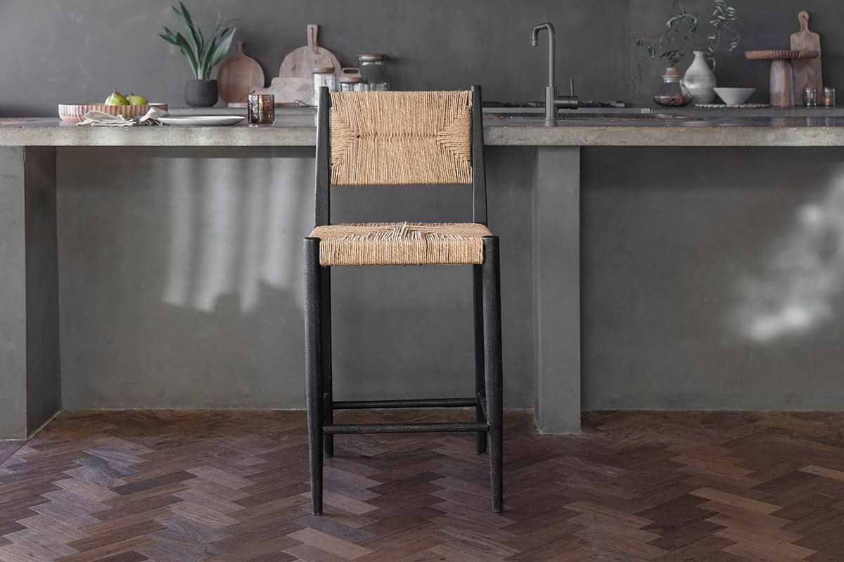Nkuku - Lohanda Acacia & Munja Grass Counter Chair - Charcoal
