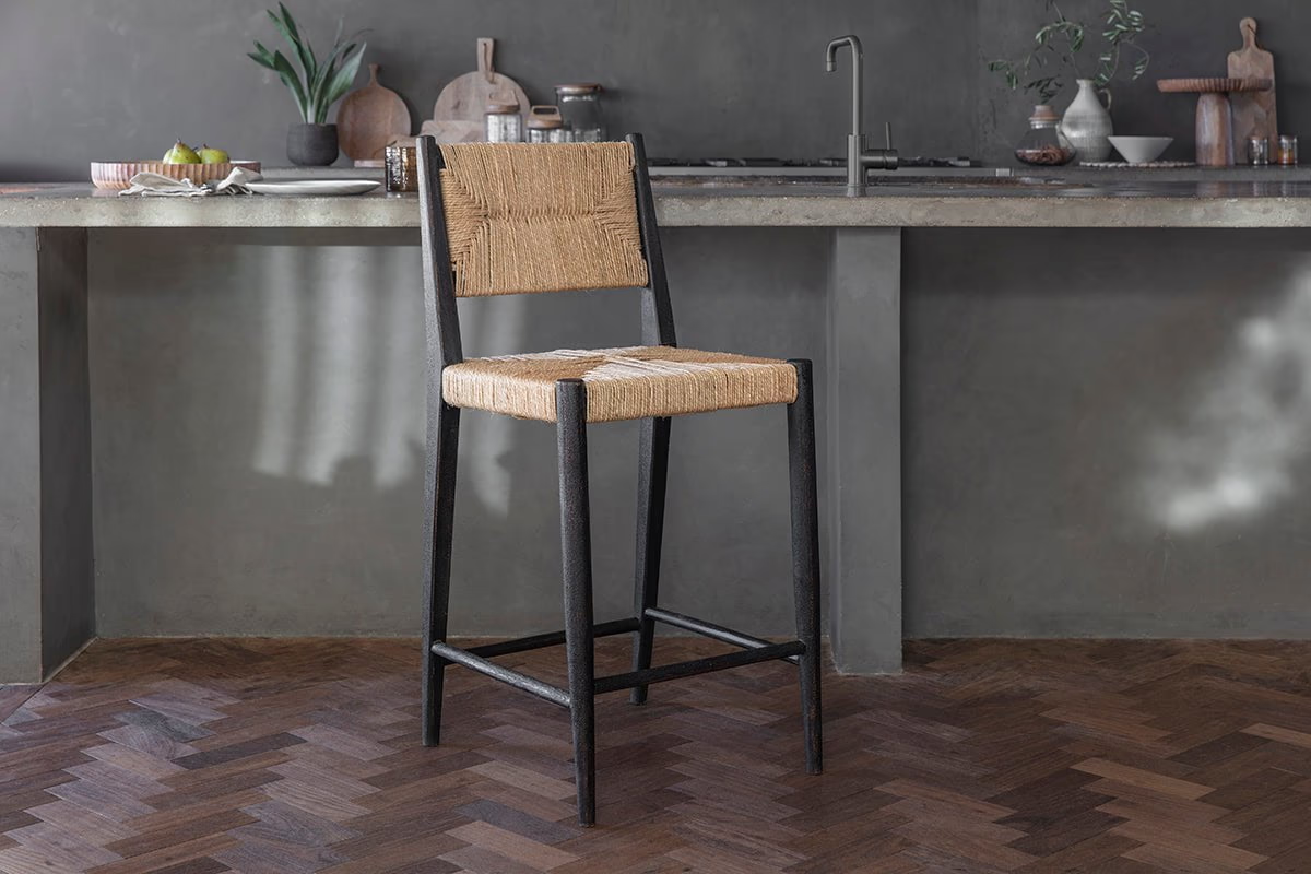 Nkuku - Lohanda Acacia & Munja Grass Counter Chair - Charcoal