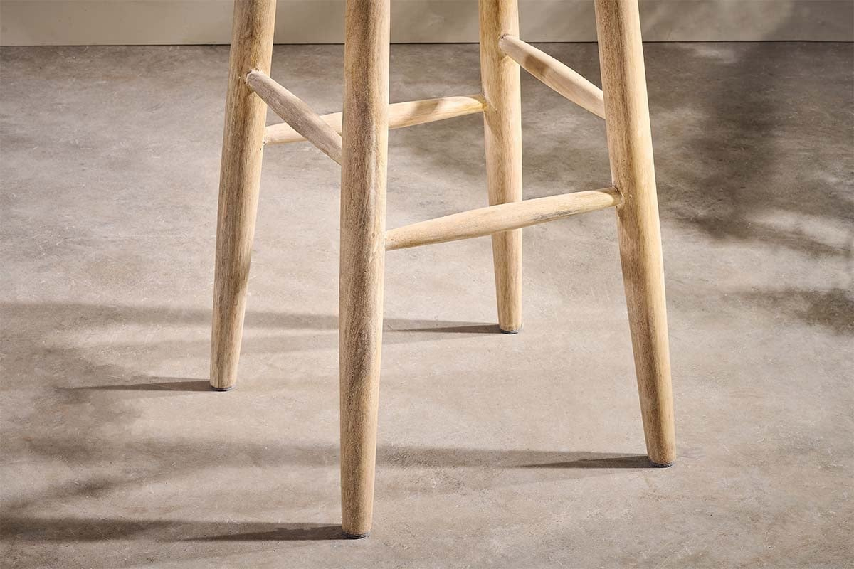 Nkuku - Mengwi Mango Wood Round Bar Stool - Natural