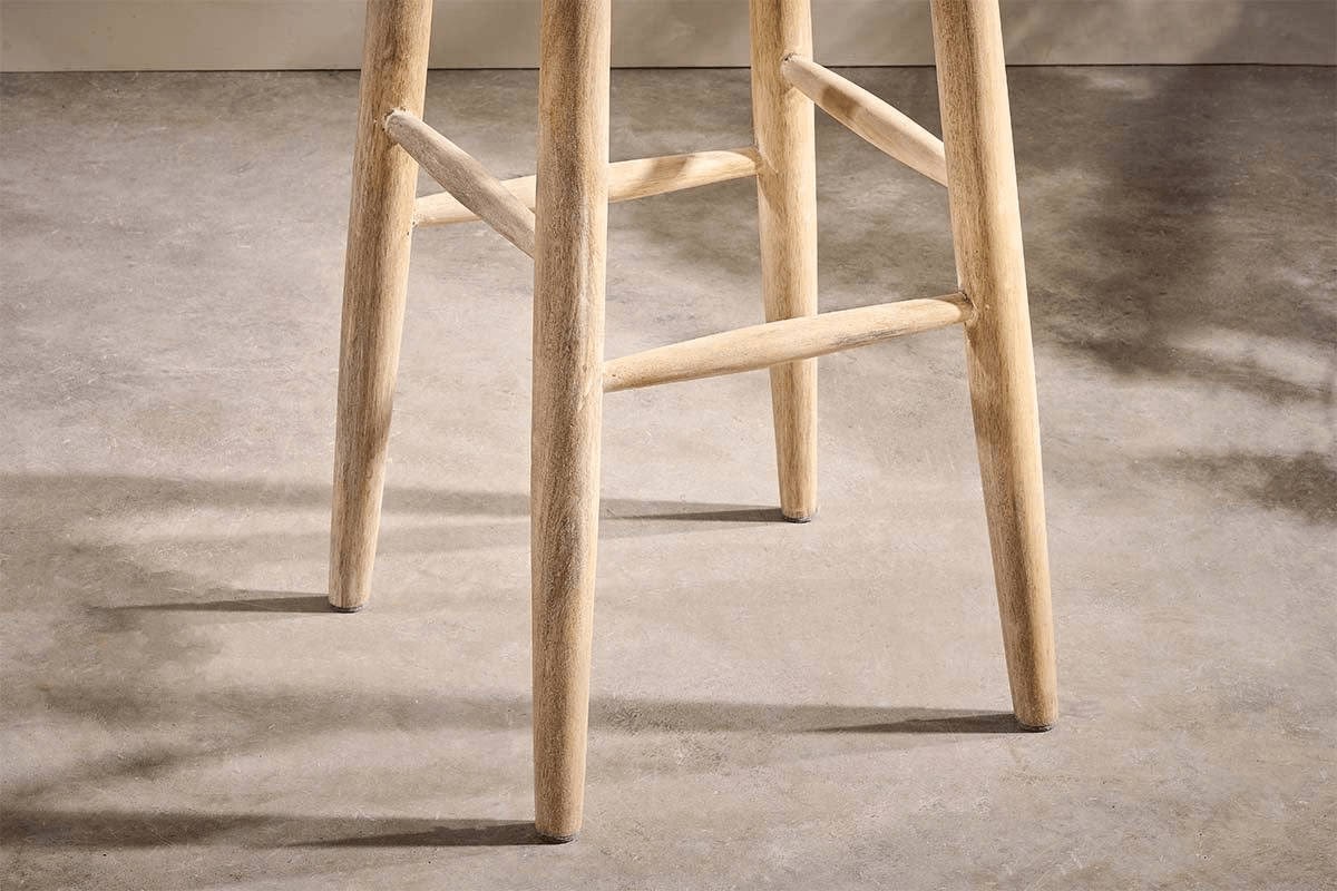 Nkuku - Mengwi Mango Wood Round Bar Stool - Natural