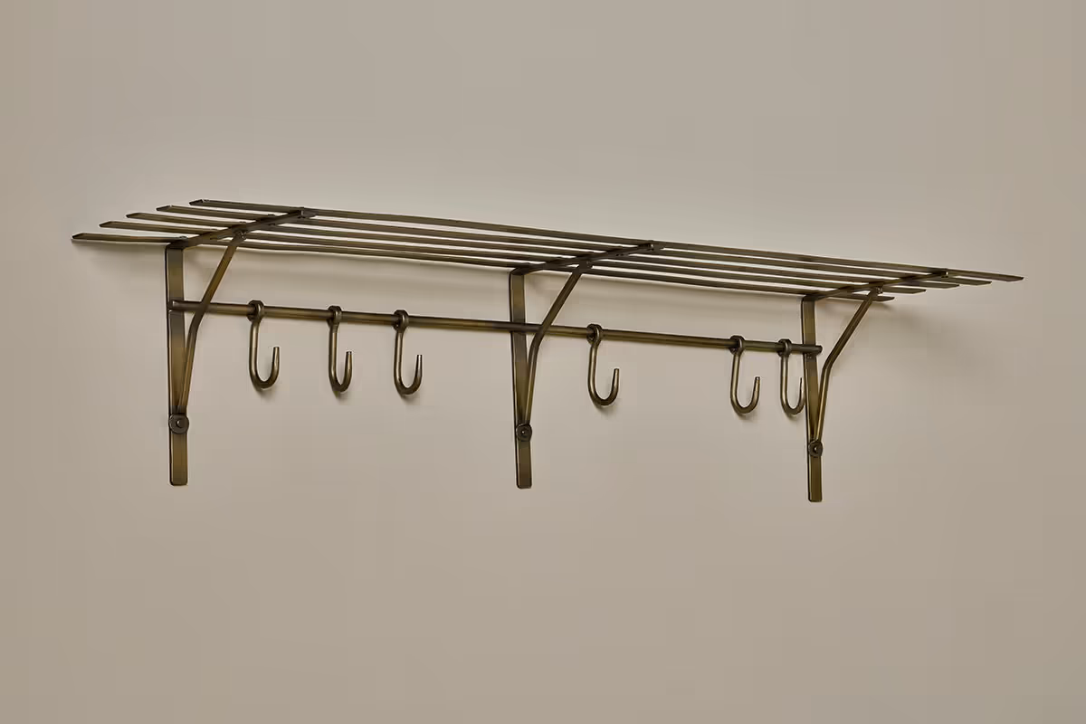 Nkuku - Basti Iron Storage Shelf - Antique Brass