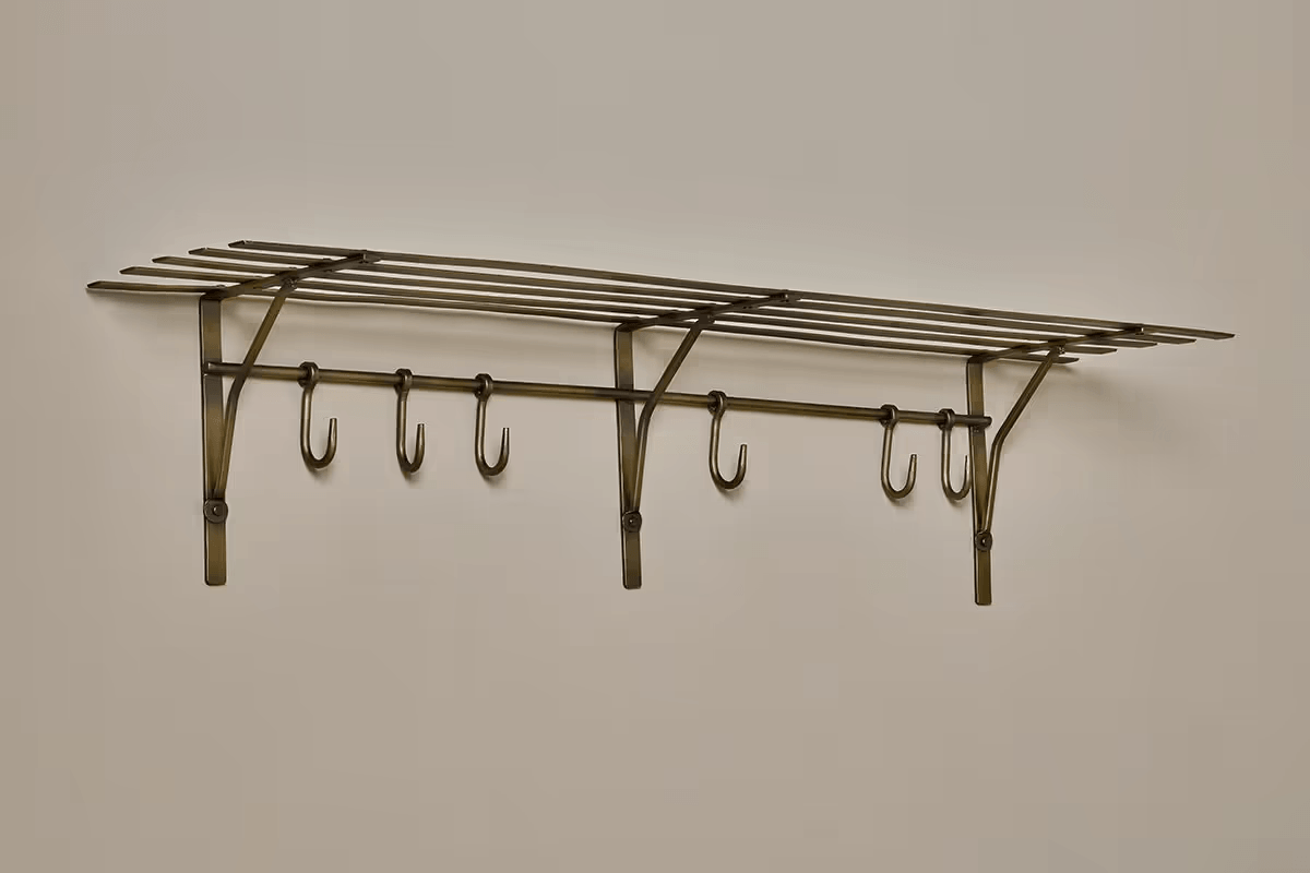 Nkuku - Basti Iron Storage Shelf - Antique Brass