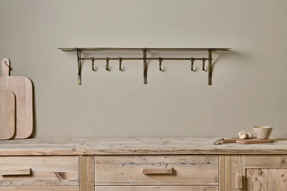 Nkuku - Basti Iron Storage Shelf - Antique Brass