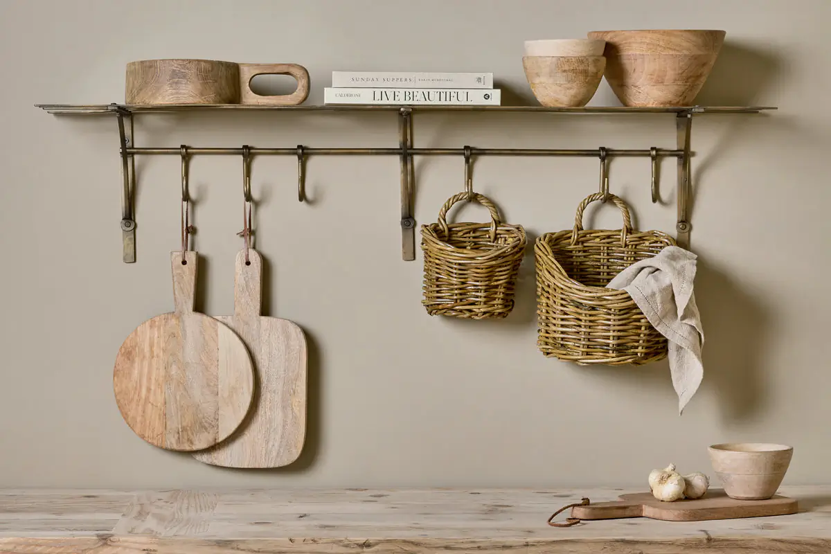 Nkuku - Basti Iron Storage Shelf - Antique Brass