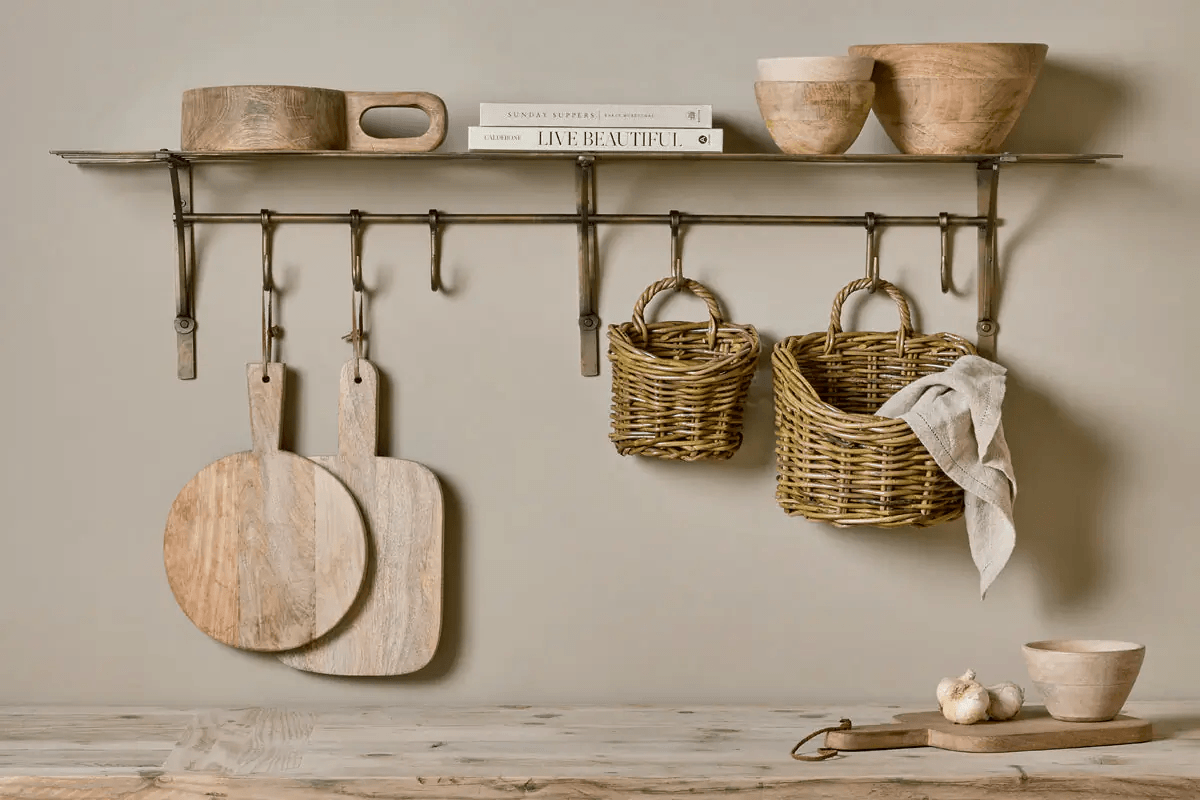 Nkuku - Basti Iron Storage Shelf - Antique Brass