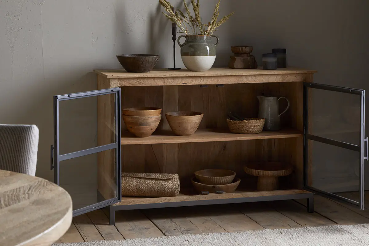 Nkuku - Nirvi Mango Wood & Iron Sideboard - Black