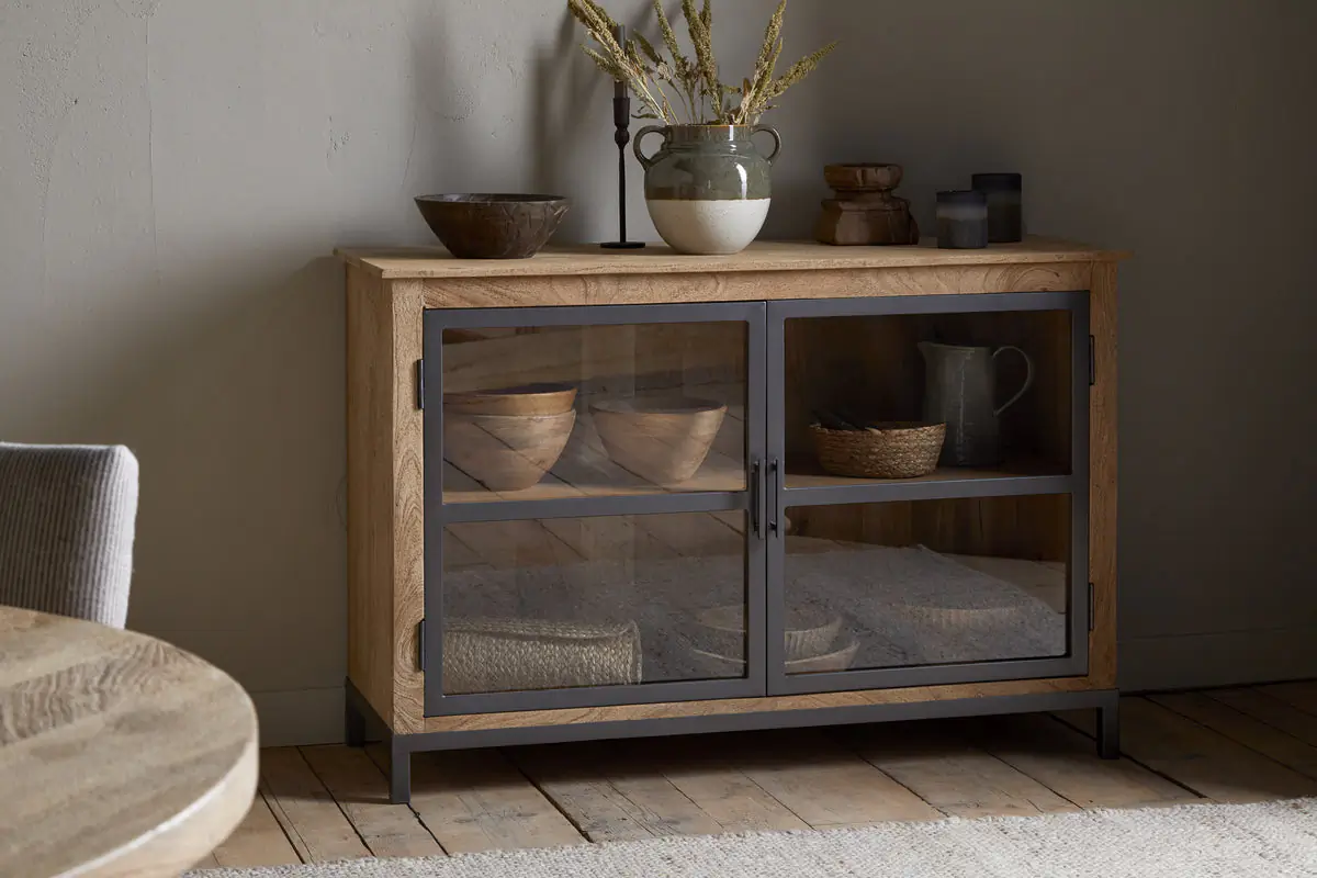 Nkuku - Nirvi Mango Wood & Iron Sideboard - Black