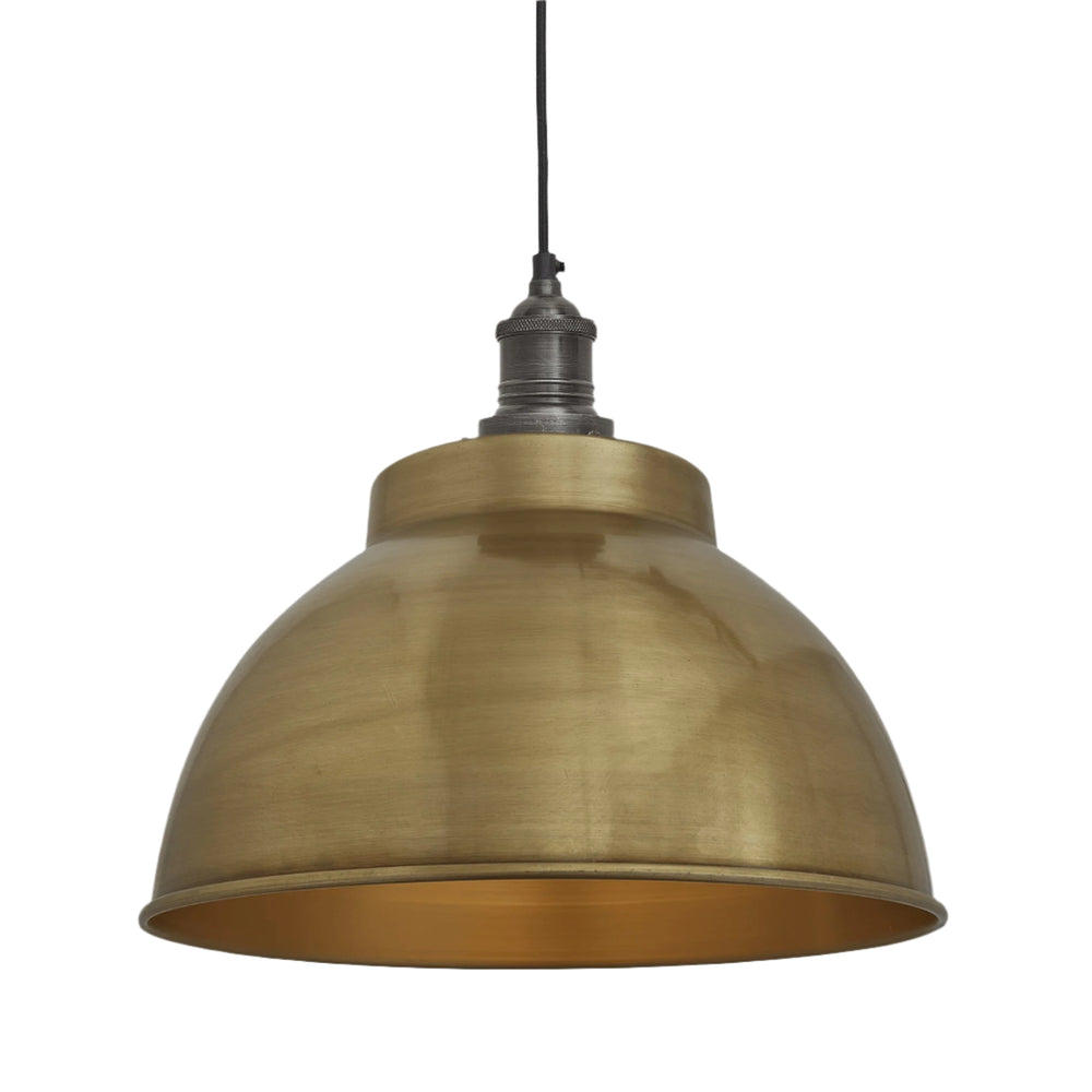 Industville - Brooklyn Dome Pendant Light - 13 Inch - Brass Shade - Pewter Pendant Holder