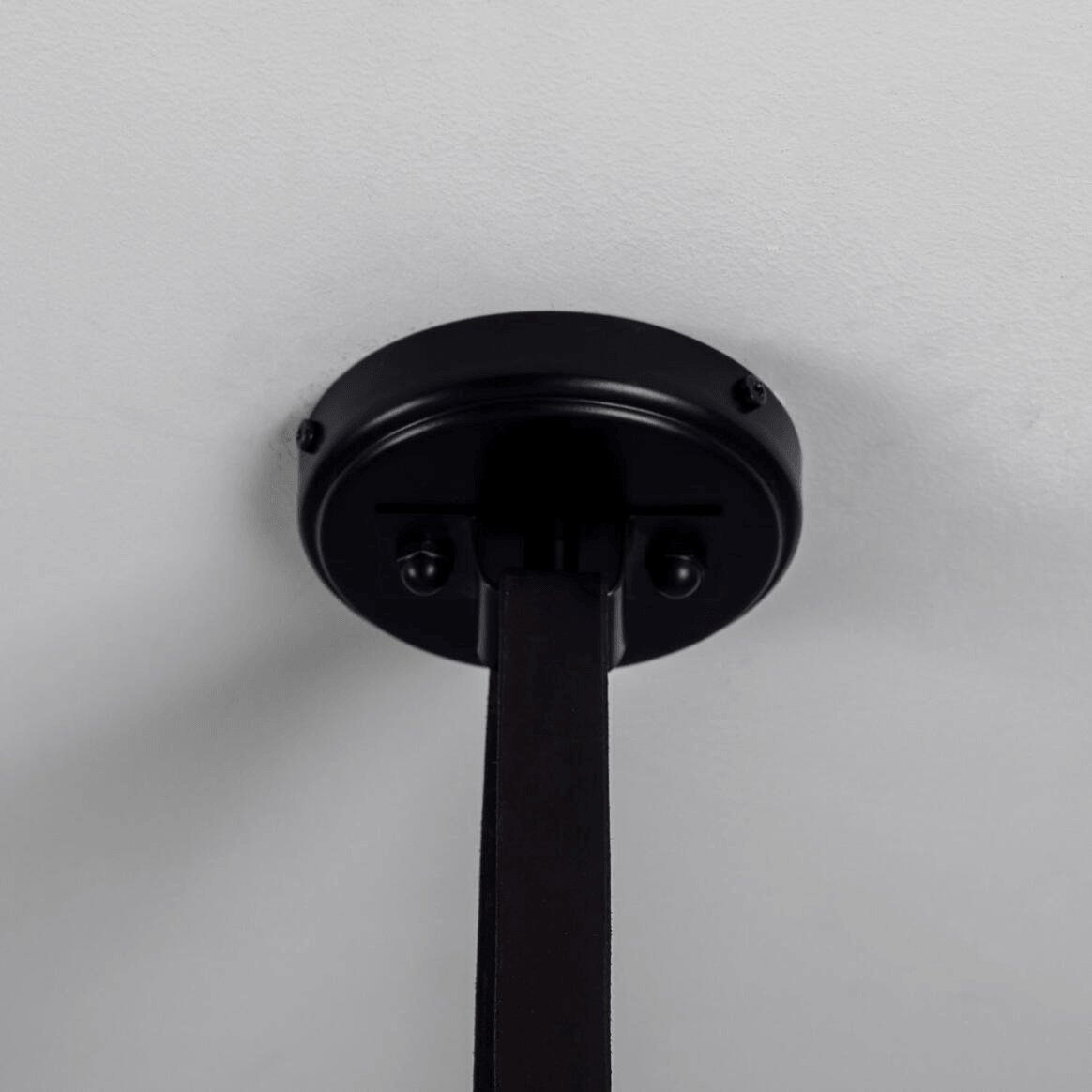 Mullan Holmes Linear Island Pendant with Leather Straps Five-Light - Powder-Coated Matte Black Finish