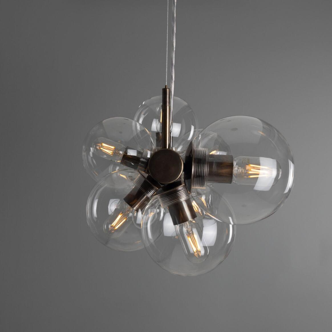 Mullan Moriarty Linear Island Pendant Light Nine-Light - Powder-Coated Matte Black and Antique Brass Finish