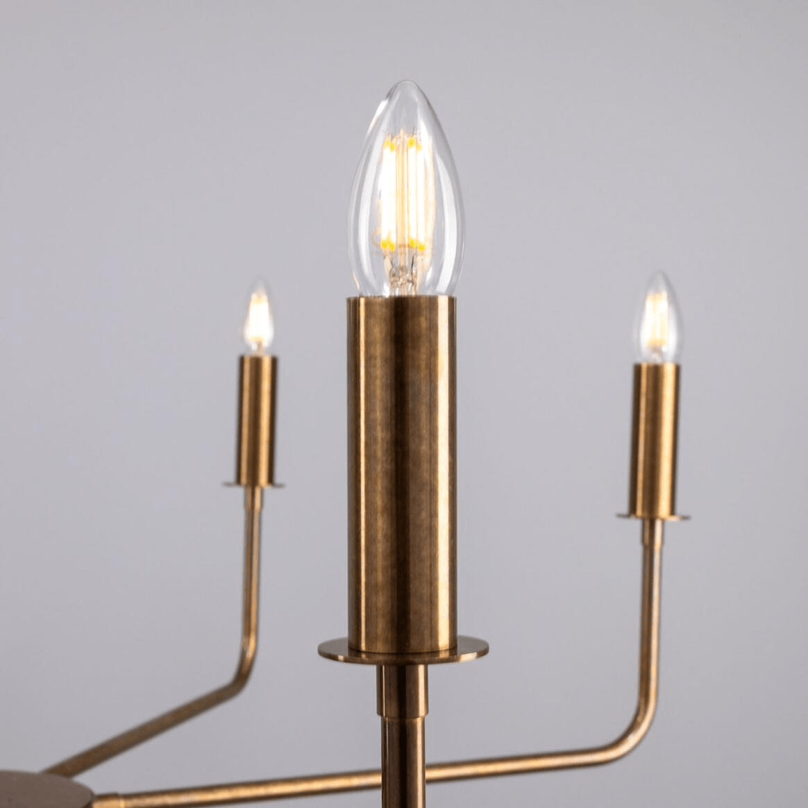 Mullan Irvine Modern Brass Chandelier Eight-Light - Antique Brass Finish
