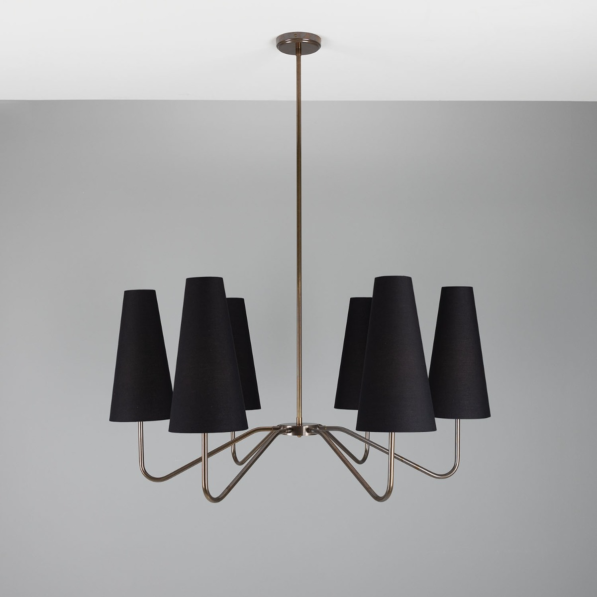 Mullan Para Modern Brass Chandelier with Fabric Shades Six-Arm - Antique Brass Finish