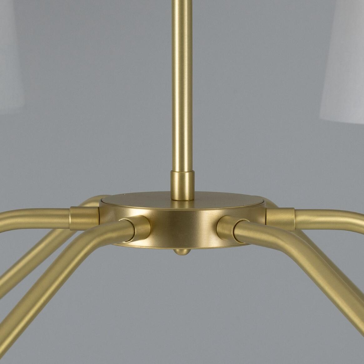 Mullan Para Modern Brass Chandelier with Fabric Shades Six-Arm - Satin Brass Finish