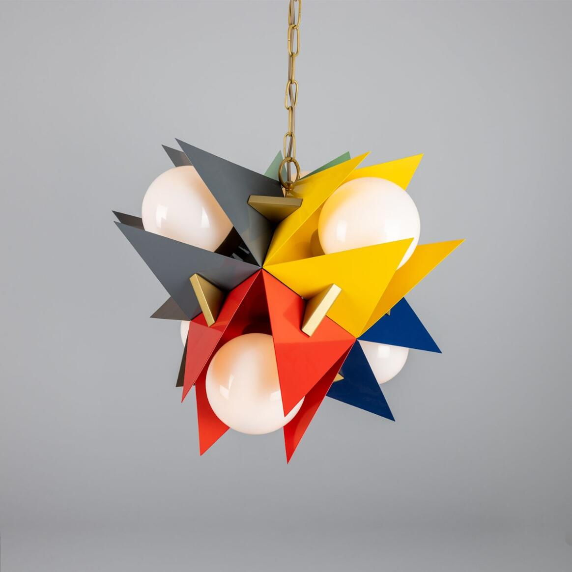 Mullan Bisbee Multicoloured Avant-garde Chandelier with Opal Glass Globes Six-Light - Multicoloured Finish