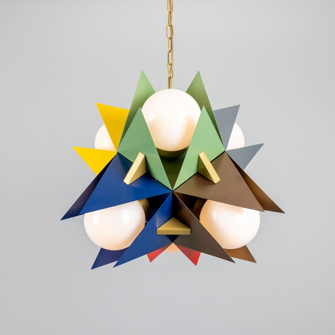 Mullan Bisbee Multicoloured Avant-garde Chandelier with Opal Glass Globes Six-Light - Multicoloured Finish