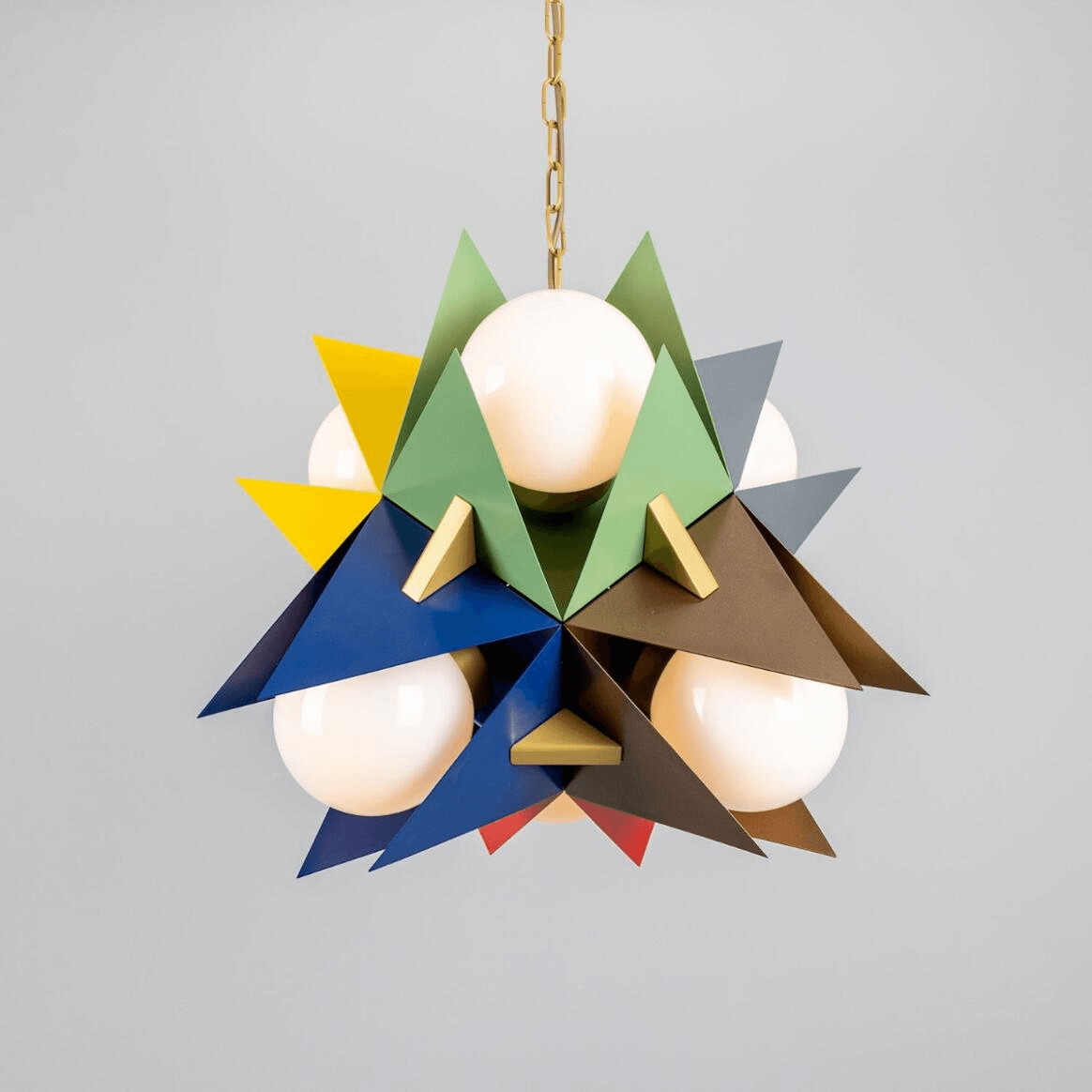 Mullan Bisbee Multicoloured Avant-garde Chandelier with Opal Glass Globes Six-Light - Multicoloured Finish