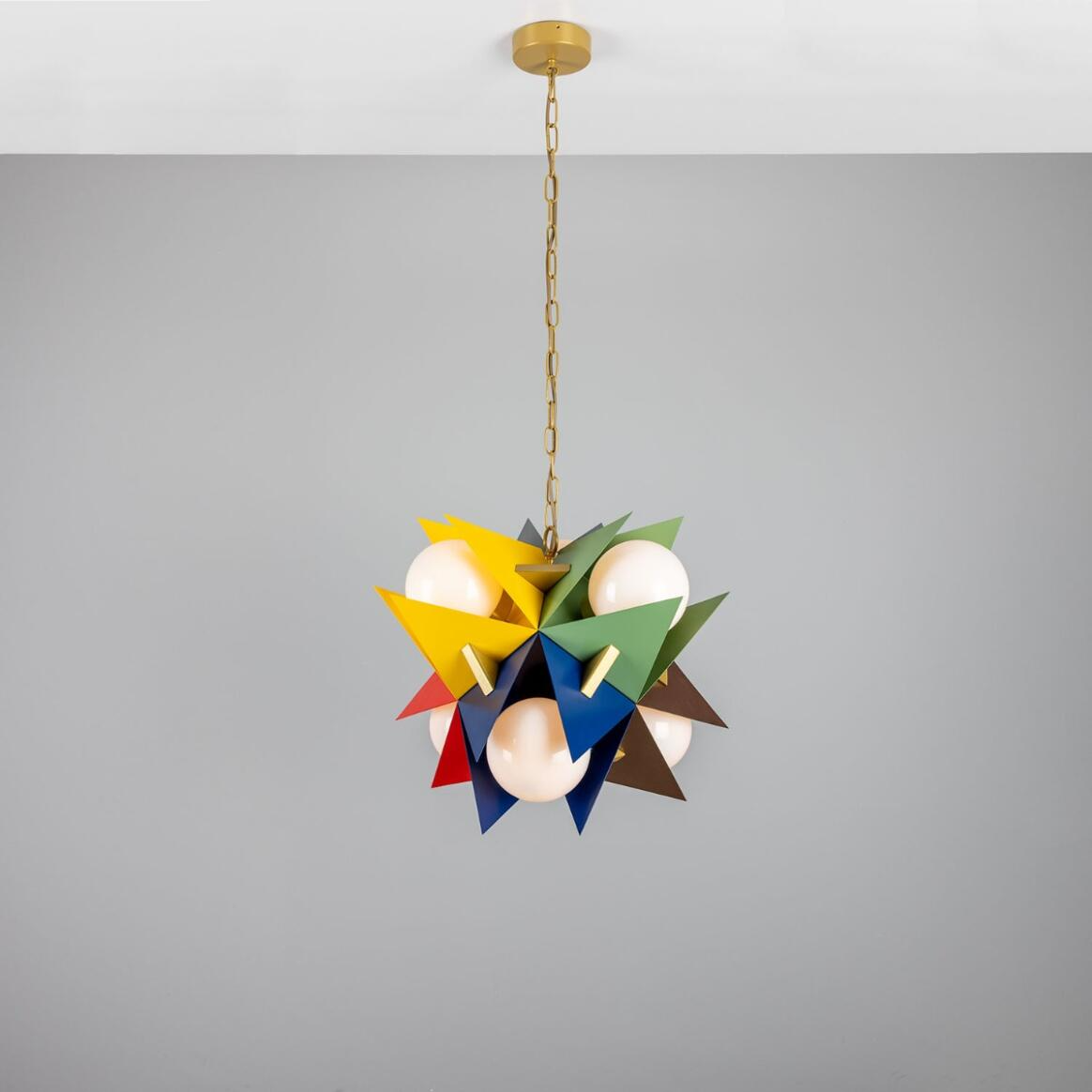 Mullan Bisbee Multicoloured Avant-garde Chandelier with Opal Glass Globes Six-Light - Multicoloured Finish